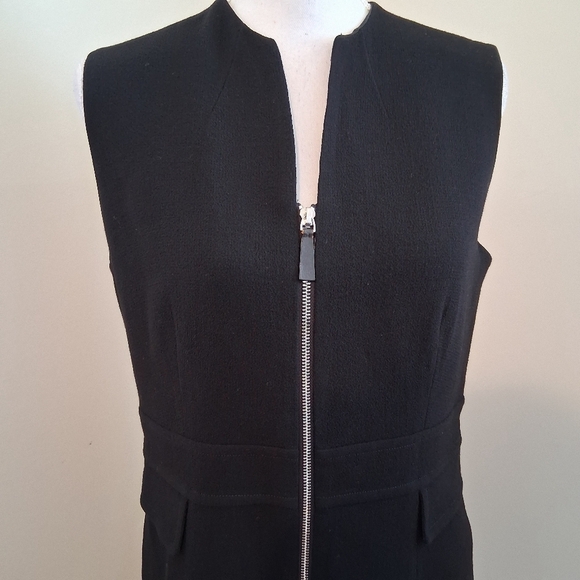 LAFAYETTE 148 NY Black Sleeveless Carlina Zip Front A-Line Dress Size 10 - Picture 3 of 9